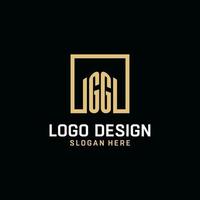 gg iniziale monogramma logo design con piazza forma design idee vettore