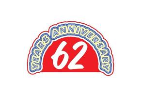 62 anni anniversario logo e etichetta design vettore