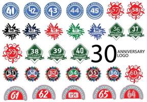 36 per 65 anni anniversario logo e etichetta design fascio vettore