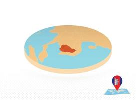 Cambogia carta geografica progettato nel isometrico stile, arancia cerchio carta geografica. vettore
