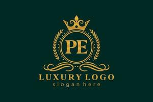 iniziale pe lettera reale lusso logo modello nel vettore arte per ristorante, regalità, boutique, bar, Hotel, araldico, gioielleria, moda e altro vettore illustrazione.