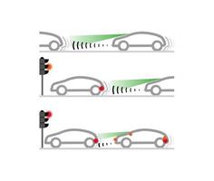 veicolo puntamento sistema sensore. auto traffico cartello. puntamento di il veicolo nel davanti. moderno schizzo disegno. modificabile linea icona. vettore