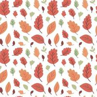 vettore autunno le foglie senza soluzione di continuità modello. mano disegnato diverso colori le foglie modello