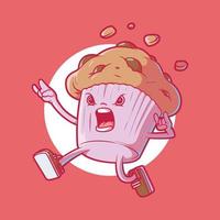 arrabbiato Cupcake personaggio vettore illustrazione. cibo, Salute, marca design concetto.
