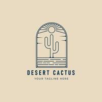 cactus linea arte logo minimalista , con emblema vettore illustrazione design