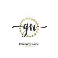 gn iniziale grafia e firma logo design con cerchio. bellissimo design manoscritto logo per moda, squadra, nozze, lusso logo. vettore