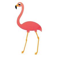 cartone animato rosa fenicottero personaggio nel infantile stile, zoo animale isolato su bianca sfondo, design elemento per manifesto o modello, africano tropicale fauna vettore
