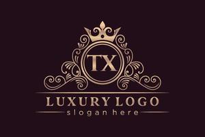 tx iniziale lettera oro calligrafico femminile floreale mano disegnato araldico monogramma antico Vintage ▾ stile lusso logo design premio vettore