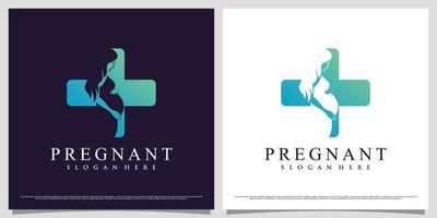incinta donne logo design illustrazione con negativo spazio concetto e creativo elemento vettore