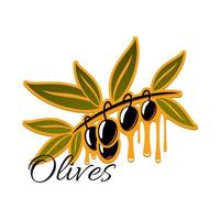 nero olive ramo vettore icona