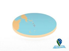 Salomone isole carta geografica progettato nel isometrico stile, arancia cerchio carta geografica. vettore