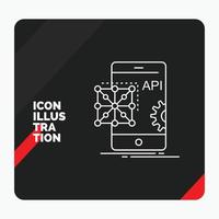 rosso e nero creativo presentazione sfondo per api. applicazione. codifica. sviluppo. mobile linea icona vettore