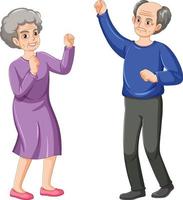 un' anziano coppia cartone animato personaggio danza vettore