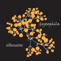 ramo di bellissimo disegnato a mano silhouette gypsophila vettore
