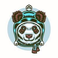 vettore illustrazione di panda inverno