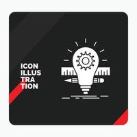 rosso e nero creativo presentazione sfondo per sviluppo. idea. lampadina. matita. scala glifo icona vettore