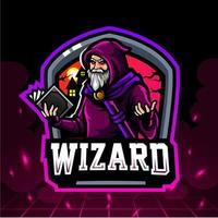 procedura guidata mage mascotte. esport logo design vettore