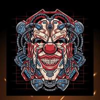 clown testa mecha mascotte. esport logo design vettore