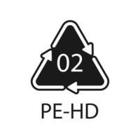 simbolo icona polietilene ad alta densità 02 pe-hd vettore