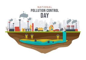 nazionale inquinamento prevenzione giorno per consapevolezza campagna di fabbrica, foresta o veicolo i problemi nel modello mano disegnato cartone animato piatto illustrazione vettore