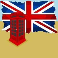 modificabile inglese telefono cabina vettore illustrazione con unione Jack bandiera su il sfondo per Inghilterra cultura tradizione e storia relazionato design
