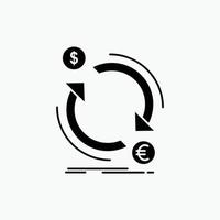 scambio. moneta. finanza. i soldi. convertire glifo icona. vettore isolato illustrazione
