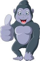 cartone animato divertente gorilla con pollici su vettore