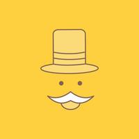 baffi. fricchettone. movember. cappello. uomini piatto linea pieno icona. bellissimo logo pulsante al di sopra di giallo sfondo per ui e ux. sito web o mobile applicazione vettore