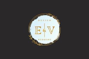 iniziale ev bellezza monogramma e elegante logo design grafia logo di iniziale firma, nozze, moda, floreale e botanico con creativo modello. vettore