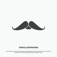 baffi, fricchettone, movember, maschio, uomini icona. glifo vettore grigio simbolo per ui e ux, sito web o mobile applicazione