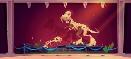 storico Museo esposizione con dinosauro scheletri vettore