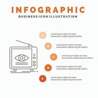 anno Domini. trasmissione. marketing. televisione. tv infografica modello per sito web e presentazione. linea grigio icona con arancia Infografica stile vettore illustrazione