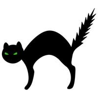 gatto. verde occhi. il spaventato animale setolato. silhouette. raggiante occhi. fusa creatura vettore