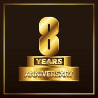 8 anni anniversario logotipo trofeo. oro anniversario celebrazione emblema design per opuscolo, opuscolo, rivista, opuscolo, manifesto, ragnatela, invito o saluto carta. vettore illustrazione