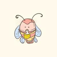 cartone animato disegno arte divertente ape miele bevanda personaggio vettore illustrazione