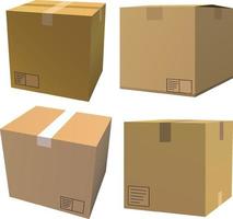 3d cartone scatole isolato vettore