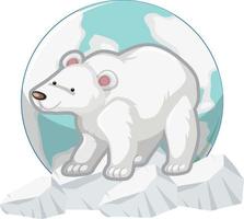 orso polare in piedi sul ghiaccio su sfondo bianco vettore