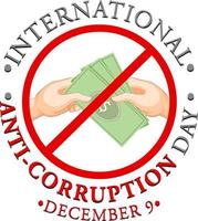 internazionale anti corruzione giorno manifesto design vettore
