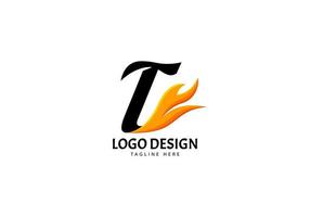 lettera t fuoco logo per marca o azienda, concetto minimalista. vettore
