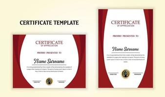 professionale rosso certificato modello design. certificato di apprezzamento, premio, diploma modello vettore