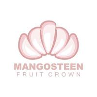 mangostano logo, mangostano carne illustrazione, vitamina ricco frutta Regina, frutta logo vettore etichetta modello design