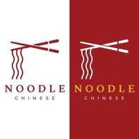 logo design modello per delizioso Cinese e giapponese spaghetto la minestra e ramen piatti asiatico tipi di cibo. loghi per imprese, ristoranti, caffè e negozi. vettore