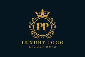 iniziale pp lettera reale lusso logo modello nel vettore arte per ristorante, regalità, boutique, bar, Hotel, araldico, gioielleria, moda e altro vettore illustrazione.