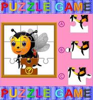sega puzzle formazione scolastica gioco per prescolastico bambini con ape vettore