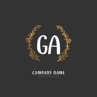 ga iniziale grafia e firma logo design con cerchio. bellissimo design manoscritto logo per moda, squadra, nozze, lusso logo. vettore