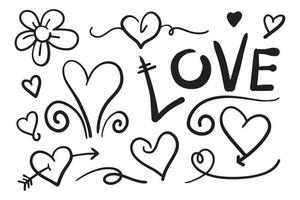 doodle del cuore, amore, illustrazione vettoriale. vettore