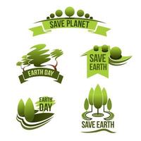 vettore icone per Salva terra e natura ecologia
