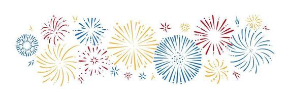 colorato scarabocchio fuoco d'artificio impostare. brillante anteriori per parti e celebrazioni. vettore illustrazione