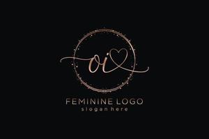 iniziale OI grafia logo con cerchio modello vettore logo di iniziale nozze, moda, floreale e botanico con creativo modello.