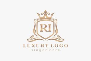 iniziale RI lettera reale lusso logo modello nel vettore arte per ristorante, regalità, boutique, bar, Hotel, araldico, gioielleria, moda e altro vettore illustrazione.